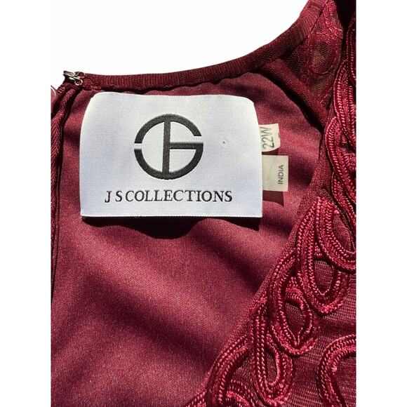 JS Collections Burgundy Sequin Embroidered Gown - Size 22W - Picture 3 of 15